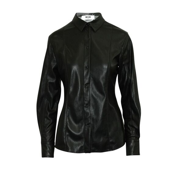 MSGM Faux leather Shirt in Black Polyurethane - Picture 1 of 5